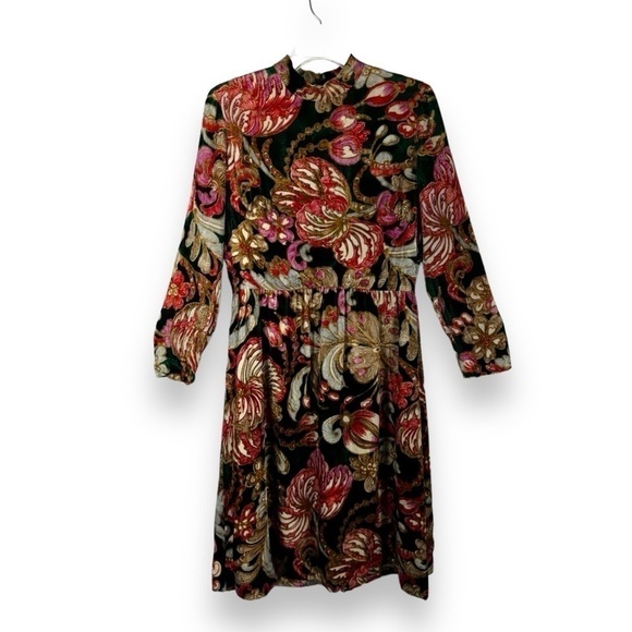 Ole Borden for Rembrandt Dresses & Skirts - Ole Borden For Rembrandt Vintage 1960s Velvet Floral Mock Neck Dress, Size M